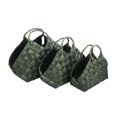 China Eco-Friendly Hand - Woven Handcrafted Fruit Basket Wood Chip Basket Ladies Handbags Fashion Basket Handles For Handbags for sale