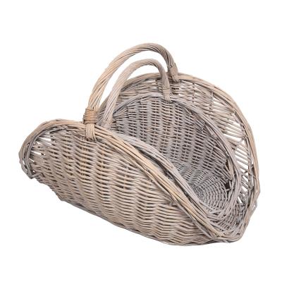 China New Design Sustainable Handmade Basket Wicker Firewood Basket Set Special Shaped Indoor Firewood Storage Baskets for sale