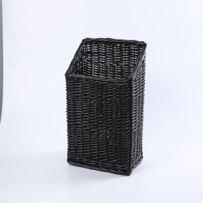 China New Fashion Black Sustainable Handmade Household Rectangle Wicker Basket Tall Wicker Basket Woven Wicker Baskets For Organizer for sale