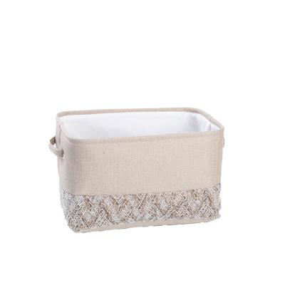 China Viable hot sale rectangle polyester basket for sundries, fabric art household storage basket polyester shopping basket with handle for sale