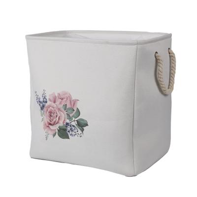 China Dirty Collapsible Laundry Hamper Storage Baskets Decorative Cotton Folding Laundry Hamper With Handles for sale