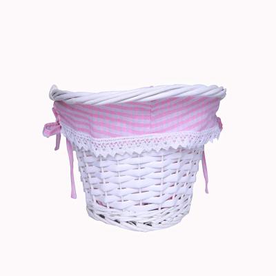 China Sustainable White Woven Easter Cane Rattan Storage Basket Cotton And Round Oval Rattan Picnic Basket Gift Canvas Basket For Baby for sale