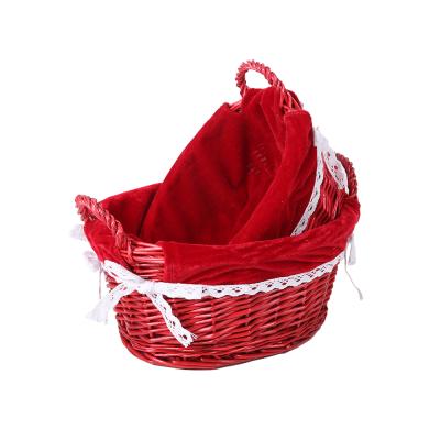 China Viable Wicker Baskets Cheap Holiday Plant Picnic Basket Gift Round Wicker Basket Wicker Basket With Coating for sale