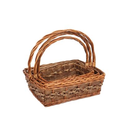 China New Viable Designer Rectangle Fancy Chocolate Basket Baskets For Wicker Gifts And Wooden Basket Gift Set Gift Baskets For Women for sale