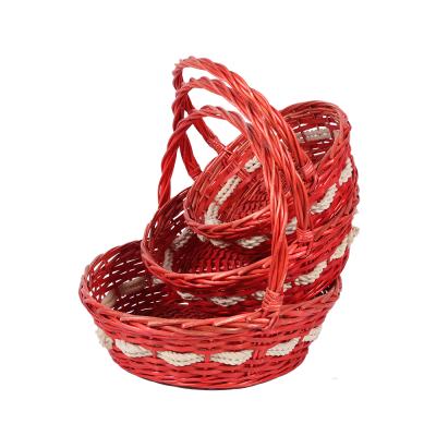 China New Designer Viable Cute Round Willow Room Gift Basket Fancy Woven Luxury Wood And Wicker Baskets For Gifts for sale