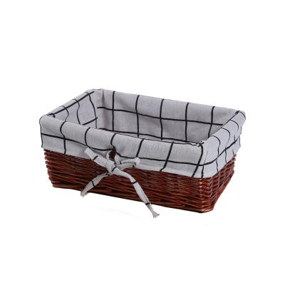 China 2021 Sustainable new anti-wicker full willow is hand - woven basket picnic storage basket witn liner for sale