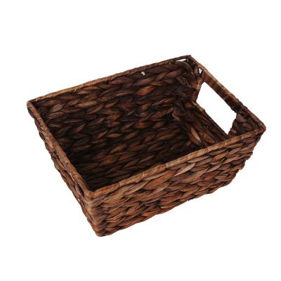 China Sustainable Dark Brown Picnic Storage Basket Home Storage Basket Grass Hanging Basket for sale