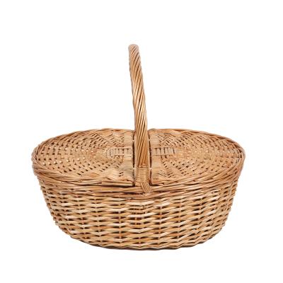 China New Fashion Sustainable Oval Hamper Wicker Picnic Baskets With Lids Custom Empty Wicker Picnic Basket For 4 Person for sale