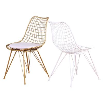 China (Other) Free Sample Adjustable Metal Gold Dining Chair Copper Mesh Iron Black Modern Rose Steel Dine Frame Luci Outdoor Wire Steel White Plastic Chair for sale