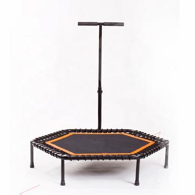 China Simple Installation Folding/Handle Professional Sports Goods Wholesale Trampoline Fitness Trampoline With Handle Bar High Elasticity Aerobics Indoor Trampoline for sale