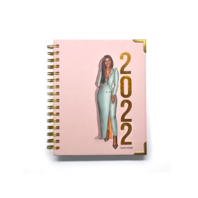 China Jame Customized Design 2021-2022 Spiral Notebook Hardcover Journal Notebook Planner with Pocket for sale