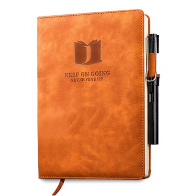 China Custom Hardcover Notebooks Diary 2021 Journals Logo Leather Notebook With Ribbon for sale