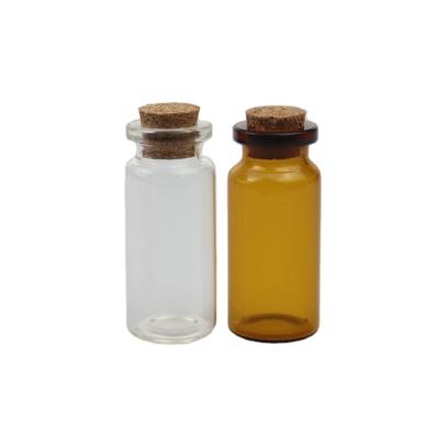 China Empty Personal Care 10ml Sterile Serum Penicillin Clear Glass Bottle Glass Vial With Cork for sale