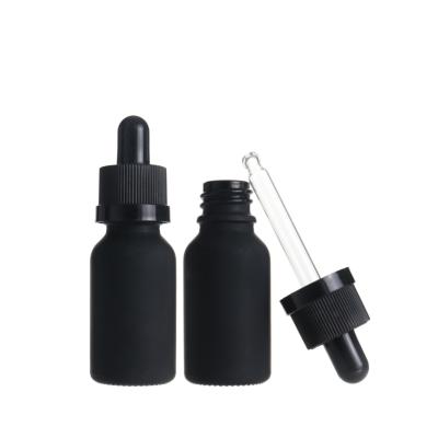 China Wholesale Order 15ml 1oz Essential Oil Serum Bottles Glass Dropper Luxury Cosmetic Black Bottles With Cosmetic Packaging Paper Box for sale