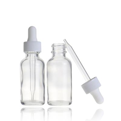 China 30ml 50ml 100ml essential oil serum dropper tube high quality clear glass thick cosmetic bottle cosmetic packaging for sale