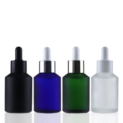 China Wholesale Cosmetic Price 60ml Frosted White Black Green Blue Slant Cosmetic Empty Shoulder Essential Oil Serum Dropper Bottle for sale