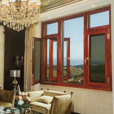 China High Energy Efficiency Wood Grain Aluminum Casement Windows for House Transformation for sale