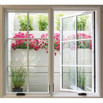 China Swing Open Style Windproof Hurricane Impact Glass UPVC PVC Casement Window Durability for sale