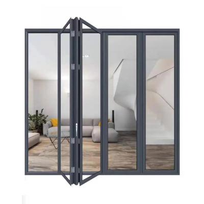 中国 Upgrade to Triplex Glass Sliding Door Aluminium Alloy Tempering Glass Folding Doors 販売のため