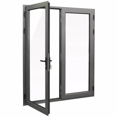 China Afgeronde moderne aluminium buitenkant Dubbelglas Swing Casement deuren voor een slanke look Te koop