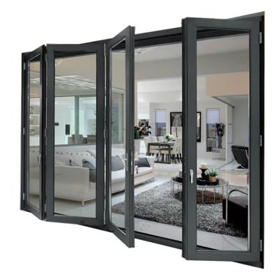 China 1.4mm Aluminum Wall Thickness Skate Sliding Doors Thermal Break Black Alloy Bi-Fold Panels for sale