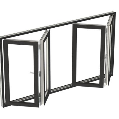 China Modernes Design Klappbildschirm Schalldichte Glas Aluminium Bifold Fenster mit ≤2,1 K Wert zu verkaufen