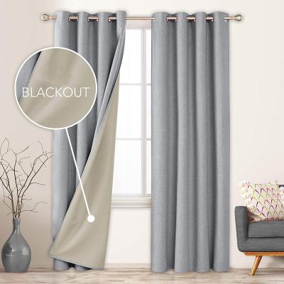 China Full 100% Fire Retardant Blackout Shade Curtain Panels, Pairs Energy Smart And Blocking Noise Out Of Blackout Drapes for sale