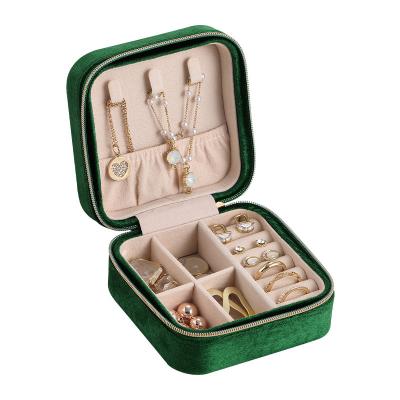 China Luxury Travel Velvet Jewelry Box Mini Gifts Case Small Portable Organizer Boxes For Women Girls Rings Earrings Necklaces Bracelets for sale