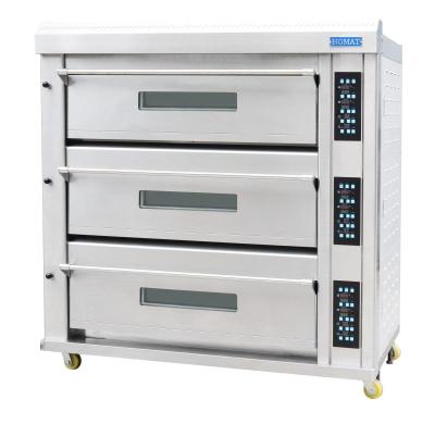 China HOMAT hotels ready to ship commercial or household bread cake cookie baguette and pizza baking 3decks 12trays deck electric oven for sale