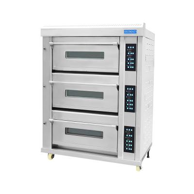 China Commercial Food Oven Baking Equipment Vegetable Processing Plant Bread Oven 3 Decks 6 Trays Gas Deck Oven for sale