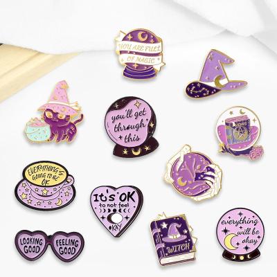 China Europe& Custom Creative Cute Badge Lapel Pin Gifts Men Women Fashion Factory Design North America Cartoon Halloween Witch Brooch Decorative Pins for sale