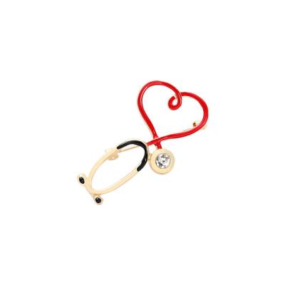 China Europe & Free Sample North America Custom Medical Stethoscope Brooches Pins Badges For Doctor Jackets Collar Pin Nurse Dentist Jewelry Enamel for sale