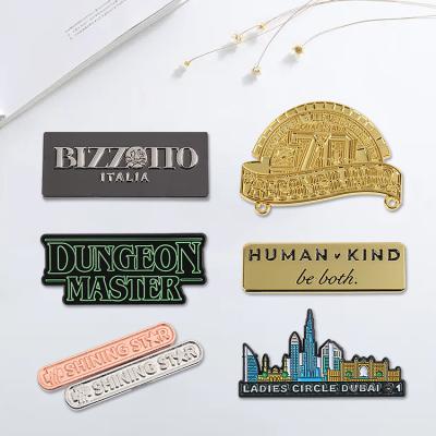 China Europe & Custom North American Enamel Printed Metal Registration Name Plate Pin Badge Cross Design Metal Pins Shiny Gold Souvenir Name for sale