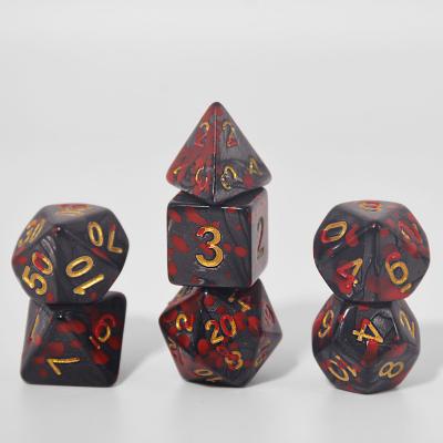 China Disturb free game dice Custom Starry  Series Resin Dice set Red Color dnd dice7pcs per set Gaming Dice dnd Dice Set for sale