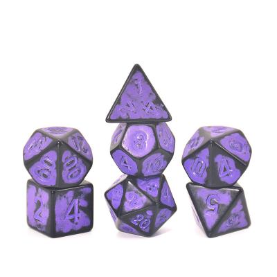 China Disturb free game dice Exquisite Acrylic board game dice flash  custom polyhedron DND dice set bulk dice wholesale for sale