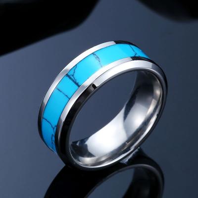 China Custom Casual/Sporting Logo Mens Stainless Steel Jewelry Wedding Masks Turquoise Finger Seal Ring for sale