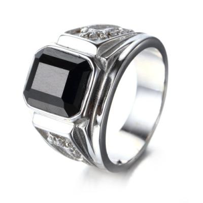 China Wholesale Fashion Mens Jewelry Natural Gemstone Black Onyx Ring Big for sale