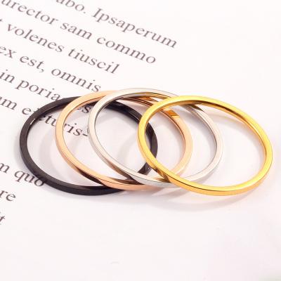 China 1mm Width Simple Rose Gold Color Couples Men Women Tail Ring Casual/Sporty Very Thin Soft Titanium Steel Ring for sale