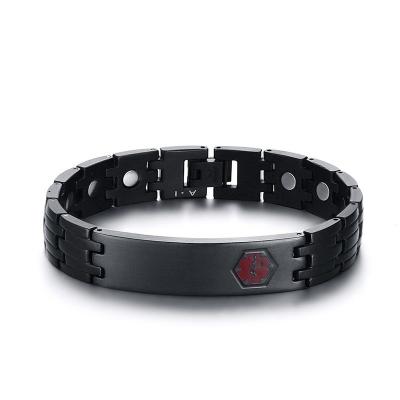 China Fashion titanium steel medical logo jewelry border magnetic color men's bracelet e-commerce bracelet for sale