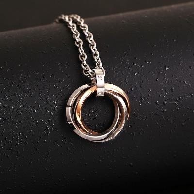 China CLASSIC Three-Ring Interlocking Stainless Steel Couple Necklace Men And Women Pendant Jewelry for sale