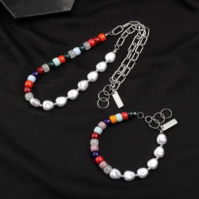 China Hiphop European and American Border Necklace Rice Bead Glass Bead Necklace Diy Splicing Special Shaped Bead Bracelet for sale