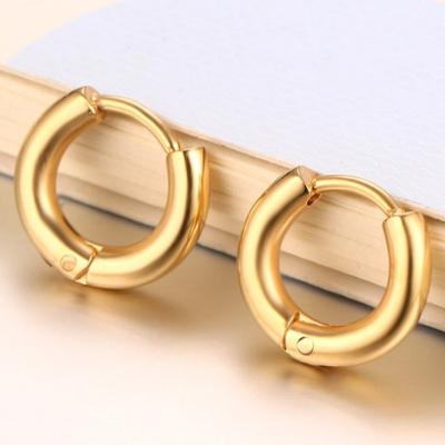 China CLASSIC Simple Design 316L Stainless Steel Small Circle Fashion Gold Earrings Women Small 11mm for sale