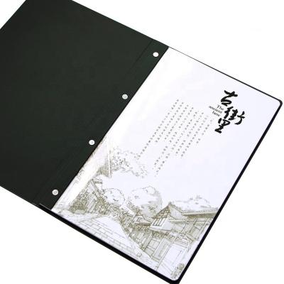 China Custom Printing Leather Double Panel Hotel Folding Menu Cover Book Folders For Cafe for sale