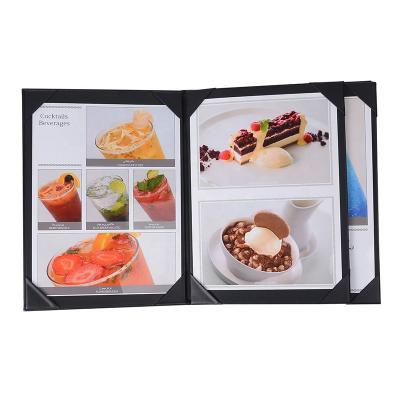 China Double Panel Restaurant Menu Flip Leather Cover With 8 Panels Restaurant Hotel Menu Folders 8.5*11 Inch Holder for sale