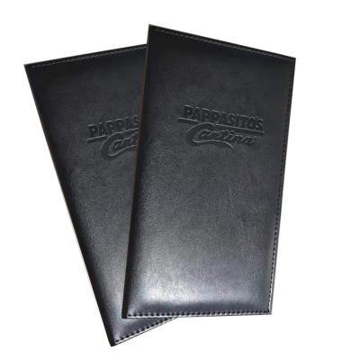 China Leather Presenter Custom Black PU Restaurant Checkout Presenter For Coffee And Bar for sale