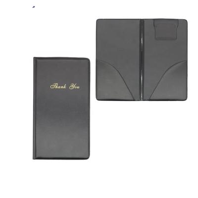 China Custom Black Double Board Binder Menu Folder Leather Menu Folder Guest Bill Holder Cover Folder for sale