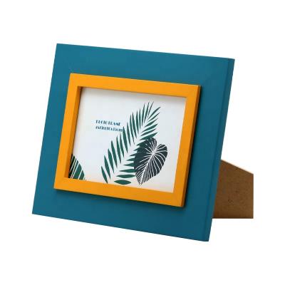 China Decorative Double Color Photo Frame PU Picture Frame Eco-friendly Edge Painting High Quality MDF Table Photo Frame for sale