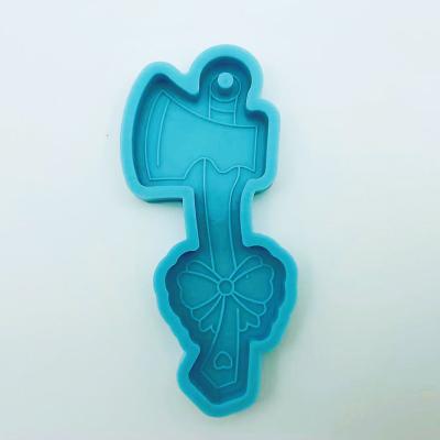 China Sustainable New Design Flower Ax Form Silicone Epoxy Key Chain Mold for sale