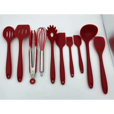 China Sustainably Exquisite Workmanship High Temperature Resistant 10 Piece Set Silicone Kitchen Cookware Set for sale