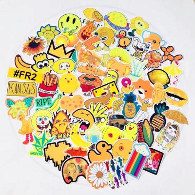 China 70 Pcs Waterproof Yellow Cute Stickers / VSCO Vinyls Good Quality Bag For Water Bottle for sale